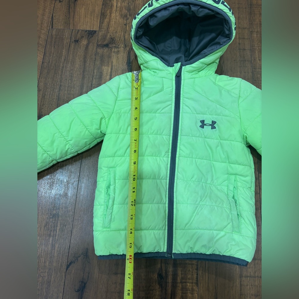 Under Armour Boys Neon Yellow and Gray Puffer Coat, Size 4 - Picture 12 of 13